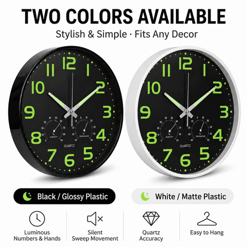 Humidity luminous wall clock - luminous,