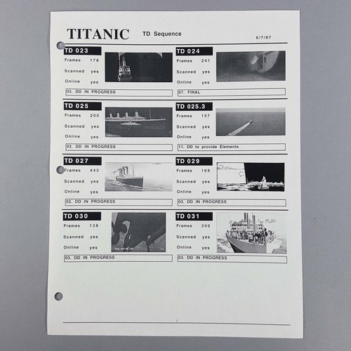Titanic vfx shot tracker - titanic, ship