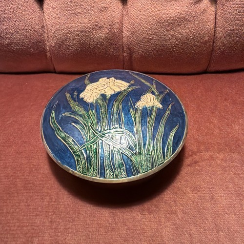 Solid brass round trinket box - solid,