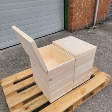 LARGE WOODEN BOXES,  SET OF 4, TOY BOXES, 40 CM LONG, WITHOUT HANDLE UNPAINTED