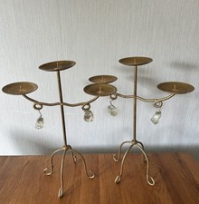 Pair of Rustic Gold 3 Candle Candelabra