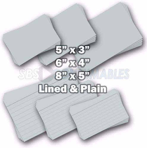 100 white record cards - white, lined
