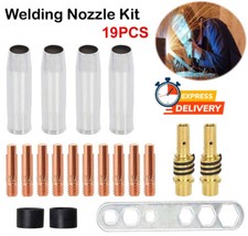 19pcs Welding Nozzle Shroud Contact Tips 0.8mm M6 Tip Holder Kit MB15 MIG