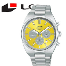 Lorus RT367KX9 Chronograph Yellow&Grey Dial SS Brace Watch RRP £109.99 2 Yr Guar