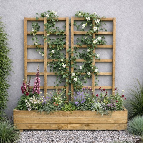 Large planter with trellises - large,