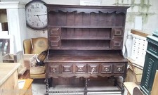 Reclaimed 6ft Solid Dark Oak Dresser With 3 Drawers & 2 Small Cupboards