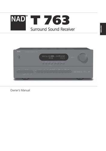 Owner manual for nad t763 - manual,