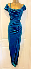 New Ex Quiz Green Velvet Cowl Neck Maxi Wrap Evening Party Prom Dress Size 8