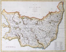 Antique Map SUFFOLK Large