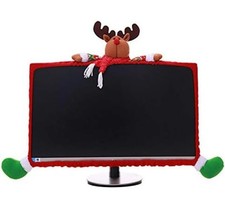 Christmas Computer Monitor Cover - Elastic Xmas Decorations Reindeer
