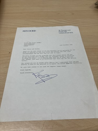 Ken dodd signed letter - ken,