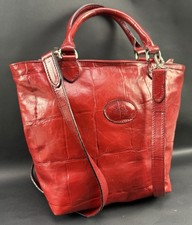 Mulberry Hellier Handbag Tote Red Congo Leather Bag Vintage Croc Pattern
