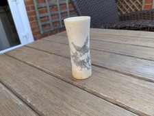 Scrimshaw Carved Cow/ Buffalo Bone, Engraved Bird Design Asian Oriental Vase?