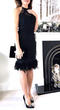Lipsy VIP Feather Navy Dress 10 Lace Party Occasion Wedding Evening Party Prom