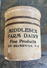 Vintage Original Middlesex Farm Dairy Stoneware Cheese Crock New Brunswick NJ