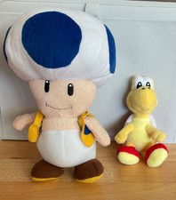 SUPER MARIO - Koopa Troopa Red 6.5” and Blue Toad 11” Plush Soft Toys
