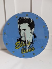 Vintage Elvis Wall Clock  Blue Battery Operated Elvis Memorabilia 