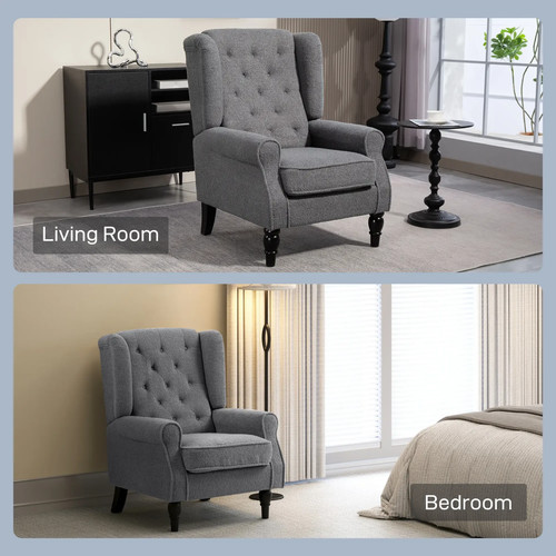 Vintage grey wingback armchair - vintage,