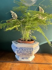Vintage Oriental Blue And White Planter - Hexagon