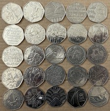 25 x 50p Coins Job Lot All different 50p Rare Set, Coin Bundle 