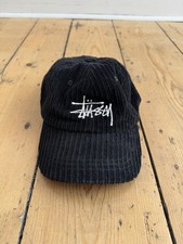 stussy big logo cap hat black corduroy great condition