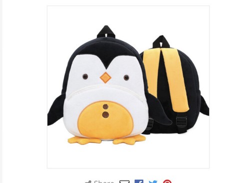 Penguin plush backpack - plush,
