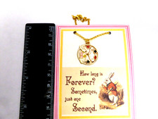 Alice in Wonderland How Long is Forever White Rabbit Gold plated Necklace