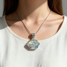 Mystic topaz diamond pendant - topaz,