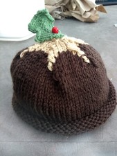 Hand Knitted Unisex Child Xmas Pudding Hat