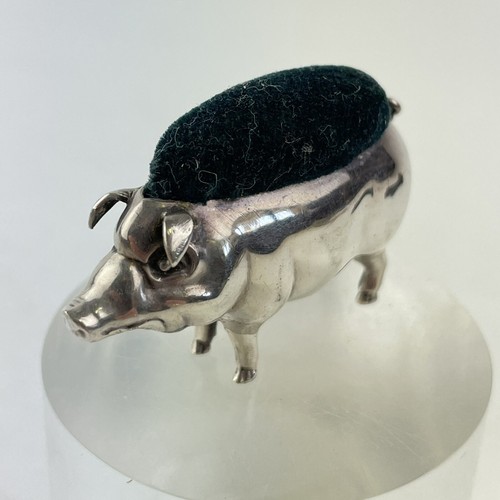 Antique solid silver pig - antique, pin