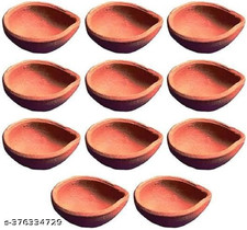 Handmade clay diya - clay, shaped