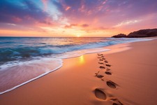 Stunning Sunset Beach Seascape Canvas Picture Print Wall Art