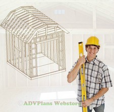 8X10 GAMBREL SHED, BUILD YOUR OWN OUTBUILDING FOR STORAGE, STEP BY STEP PLANS CD