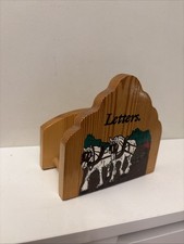 Vintage Pine Wood Wooden Letter Holder Rack Letters Storage Desk Tidy Farming