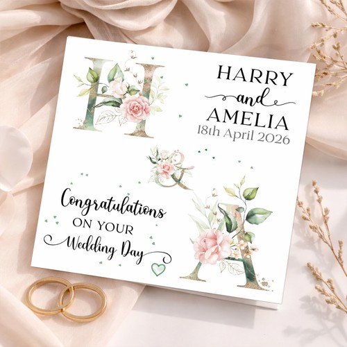 Personalised wedding card - wedding,