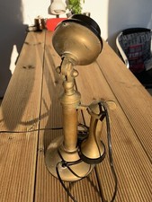 Antique Brass Rotary Candlestick Telephone - Vintage Home Phone (working)