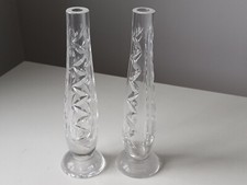 TWO CUT GLASS FLOWER VASES FOR SINGLE BLOOMS