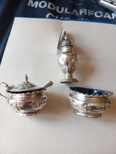 Hallmarked Silver ~ Walker & Hall ~ Condiment Set ~ Sheffield 1905 ~ 75g