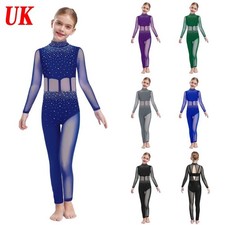 Kids Girls Ballet Dance Leotard Catsuit Gymnastics Full Body Jumpsuit Dancewear