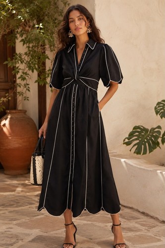 Farm rio black white midi - rio, maxi