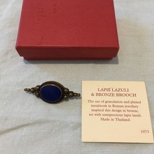 Vintage Lapis Lazuli & Bronze Brooch By Past Times Boxed & With Original Card