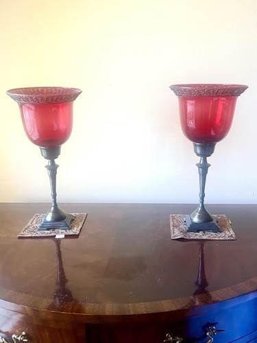Pair vintage red glass - pair,
