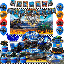 Monster Truck Party Supplies,112pcs Monster Truck Birthday Decorations party Set