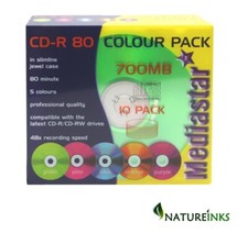 10 Taiyo Yuden Multi Coloured Blank CD-R 700MB 80 mins 48x 52x Jewel Case Japan