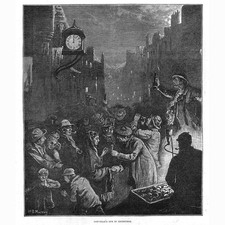 EDINBURGH New Years Eve or Hogmanay in the City - Antique Print 1876