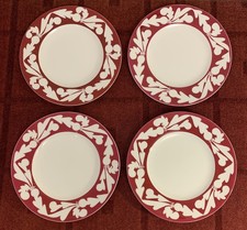 4 Wedgwood Bone China Coronation Red & White Side Plates App 20.5cm