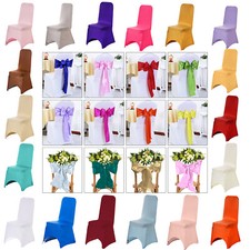 Dining Chair Cover Stretch Slip Seat Covers Satin Sashes Bow Wedding Sash Bow