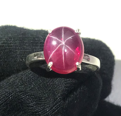 Red star ruby ring - star, 925