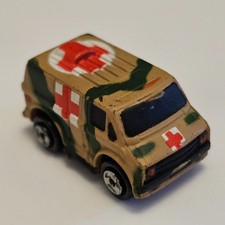 Micro Machines Military Army Chevy Ambulance Red Cross Van Brown Green Camo