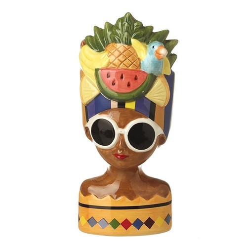 Pineapple melon hat lady - melon, vase